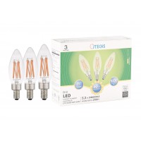 600 LUMEN WARM WHITE 60W REPLACEMENT B10 CLEAR E12 3-PACK